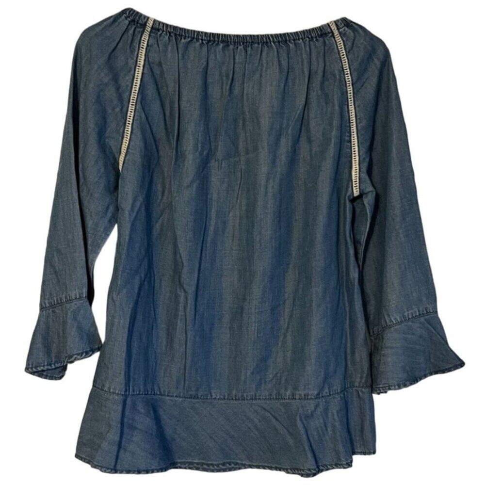 INC International Concepts Chambray denim Top Women's Size Small Excellent very - Picture 2 of 8